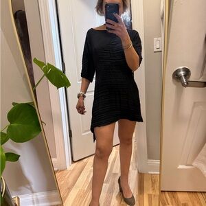 ✨ Babette Black Micropleat Asymmetrical Dress – Size P (Petite) ✨